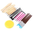 thumbnail image 1 of Clay Pottery Modeling Set, 24pcs Ball Stylus Dotting Tools Durable Wood Sculpture Cutter, For DIY Pottery Sculpture Handicraft Carvings Clay Sculptures, 1 of 8