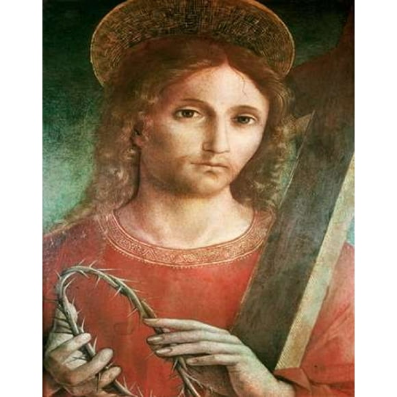 Jesus With Cross and Crown of Thorns - custom crop Poster Print by  Giacomo Pacchiarotto  (11 x 14)