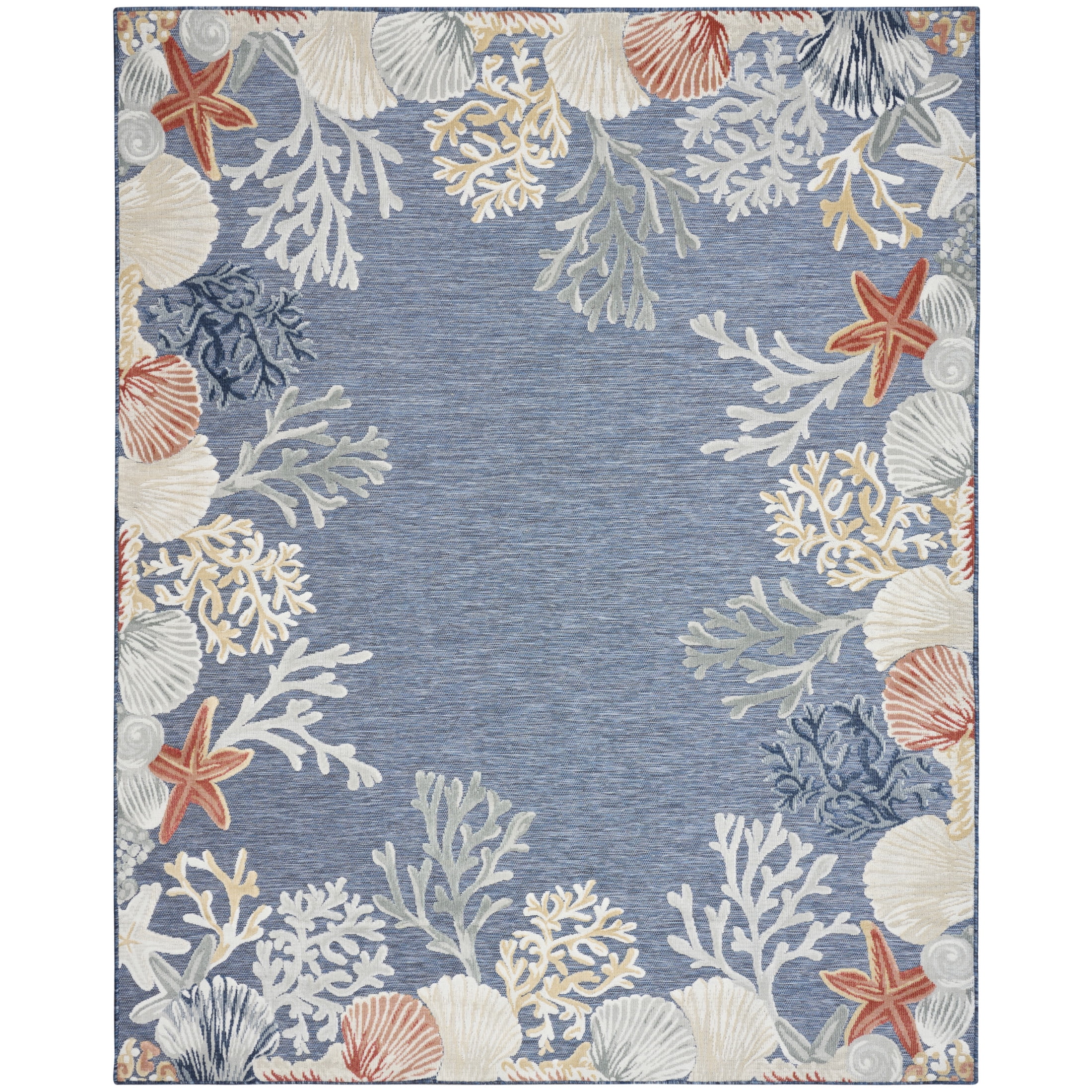 Nourison Suncoast 7'10" x 9'10" Denim Multicolor Coastal, Nautical & Beach Rug