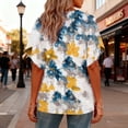 thumbnail image 4 of Twczz Womens Floral Shirts Short Sleeve- V-Neck Loose Fit Casual Summer Boho Tops Blouse Navy Size M, 4 of 8