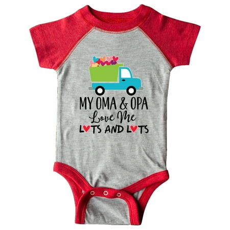 

Inktastic My Oma and Opa Love Me Grandson Truck Gift Baby Boy Bodysuit