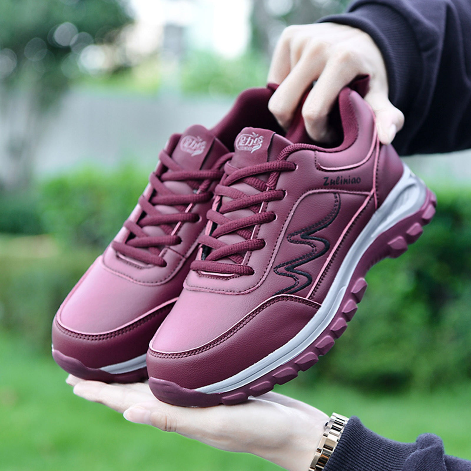 CAICJ98 Womens Tennis Shoes Women s Running Shoes Breathable Air Cushion Sneakers Wine