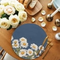 thumbnail image 2 of Daisy Round 15 Inch Placemats Set of 2, Spring Floral Summer Botanical Elegant Navy Blue HeatResistant Non Slip Place Mats for Dining Table, Wipeable Braided Kitchen Table Mats for Housewarming, 2 of 9