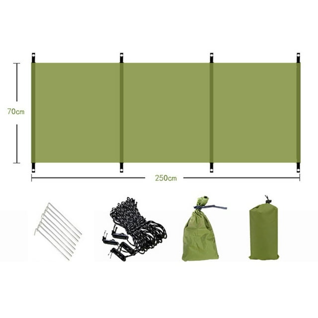 MYG for Outdoor Windscreen Portable Privacy Screen 250x70cm Windshield for Camping Picnic BBQ Hiking Cooking 210D Oxford Cloth with Ground Spikes Ropes Storage Bag