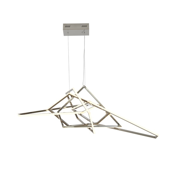 Design Living 1-Light L52.8" Chrome Stainless Steel LED Chandelier with White Acrylic Diffusers