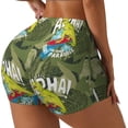 thumbnail image 2 of Sigee Surfing Dinosaur Print Women's High Waist Workout Shorts - Squat Proof, Tummy Control, Yoga and Gym Activewear-Medium, 2 of 9