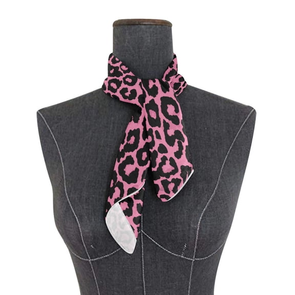 Square Scarf 24x24 Inch Vibrant Pink Black Leopard Pattern Silky Satin Sun Protection Neck Scarf for Women Multi-Purpose Head Wrap Bandana for Hair Bag Decoration
