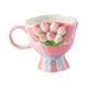 thumbnail image 4 of Taza de café con tulipanes, taza de desayuno con asa cómoda, regalo de inauguración de la casa, de té única, de jugo y leche para hotel, oficina, Rosa, 4 of 8