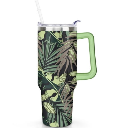 

Hawaii Vibe 40oz Travel Mug with Handle Flip Straw Lid Leak Proof Stainless Cup Gift