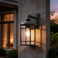 thumbnail image 4 of EDISHINE Outdoor Wall Light Matte Black, Farmhouse Lantern with Open Cage and Clear Glass Shade, Weatherproof Porch Entryway Fixture for Modern Home, Bulbs Not Included, 4 of 8
