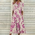 thumbnail image 2 of Feancey Womens T Shirt Maxi Dresses Summer Boho Floral Long Dress Half Sleeve Casual Button V Neck A-Line Dresses Loose Flowy Beach Vacation Dress with Pockets Hot Pink 3XL, 2 of 6