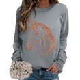 thumbnail image 5 of Sweaters For Women Horse Print Hoodless Sweatshirt Riding Horse Lover Long Sleeve Crew Neck Pullover Tops Casual Loose Shirts Warm Soft For Fall And Winter Xl Womens Sweaters, 5 of 7