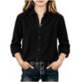 thumbnail image 6 of Smupbvky Corduroy Tops for Girl Collared Button up Shirts with Front Pocket Fall Long Sleeve Dressy Casual Blouses (7-8 Years, Black), 6 of 9