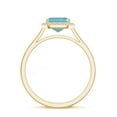 thumbnail image 3 of Natural Emerald Cut Blue Topaz Halo Engagement Ring with Moissanite in Yellow Gold Plated/ 925 Sterling Silver| December Birthstone, Birthday, Anniversary, Wedding Jewelry, Ring Size 5, 3 of 4