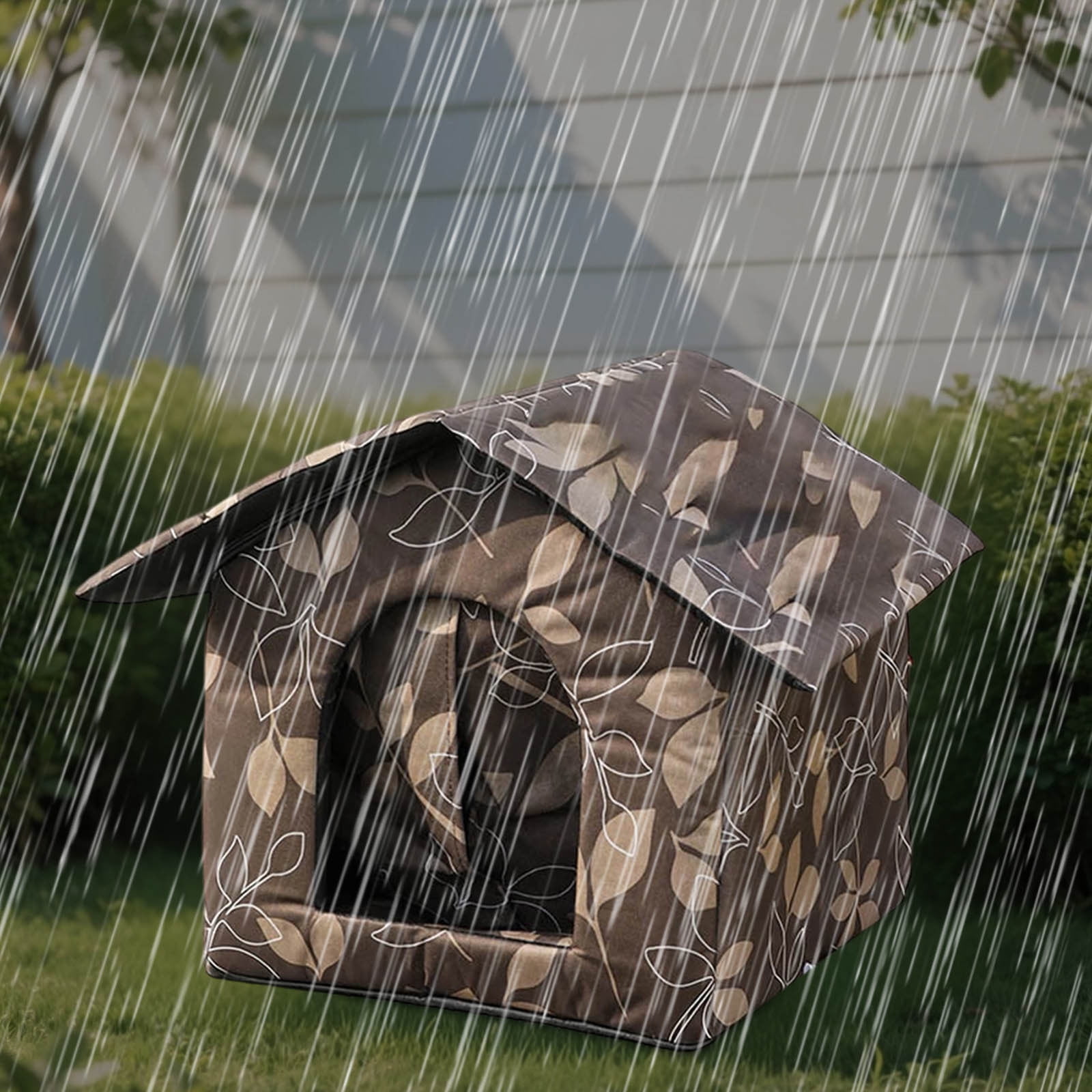 Outdoor Cat House Weatherproof Waterproof Oxford Cloth Shelter with Removable Zippered Cushion Portable Winterproof Cat Cave for Outdoor Cats and Small Pets Protection