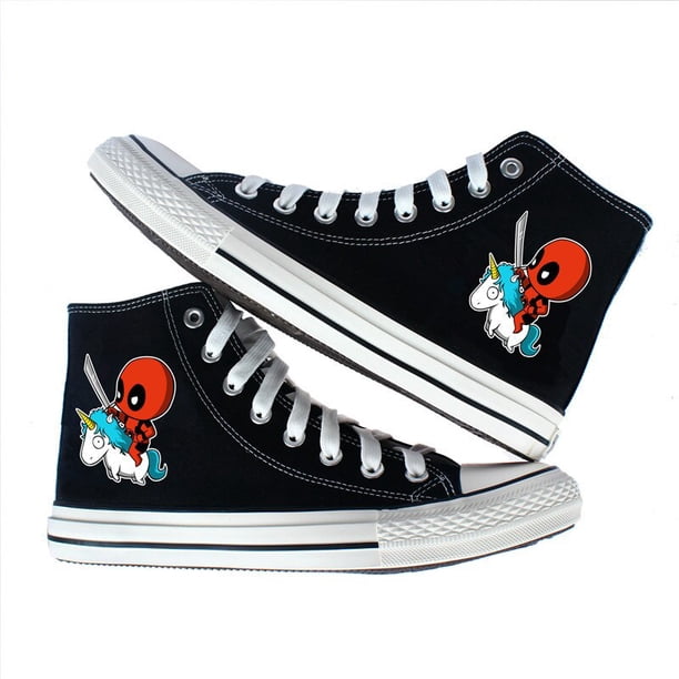 Marvel Deadpool zapatos de lona moda Harajuku Anime Casual adolescente deportes zapatos altos lindos dibujos animados niños niñas zapatos0536 Deng Xun unisex