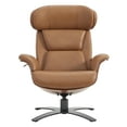thumbnail image 6 of CHITA Swivel Recliner Chair with Ottoman Set & Adjustable Headrest, Leather Lounge Accent Arm Chairs for Living Room Bedroom, Saddle Brown, 6 of 12