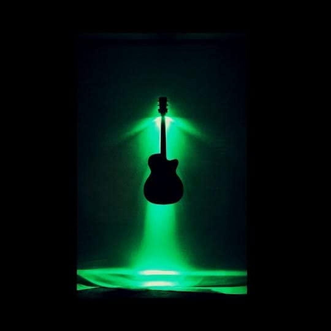MuzicLight Light Up Wide Neck Guitar Wall Mount Bracket or Holder for Electric Guitars, 7 String Bass, or Concert Acoustic Guitars Using LED for Guitar Display with Ambient Surround Lighting