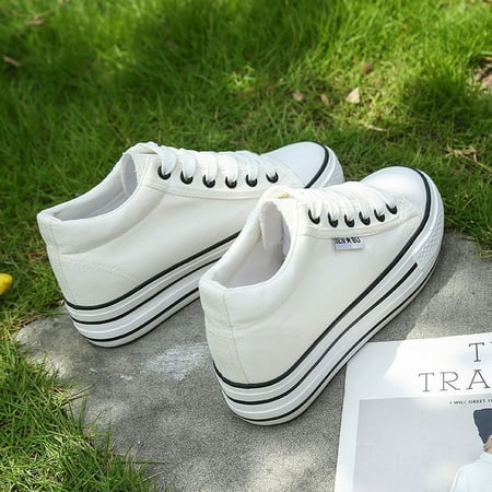 

IELGY internally increased shoes all-match Korean casual shoes thick-soled canvas shoes