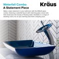 thumbnail image 6 of KRAUS Rectangular Blue Glass Bathroom Vessel Sink and Waterfall Faucet Combo Set with Matching Disk and Pop-Up Drain, Chrome Finish, 6 of 8