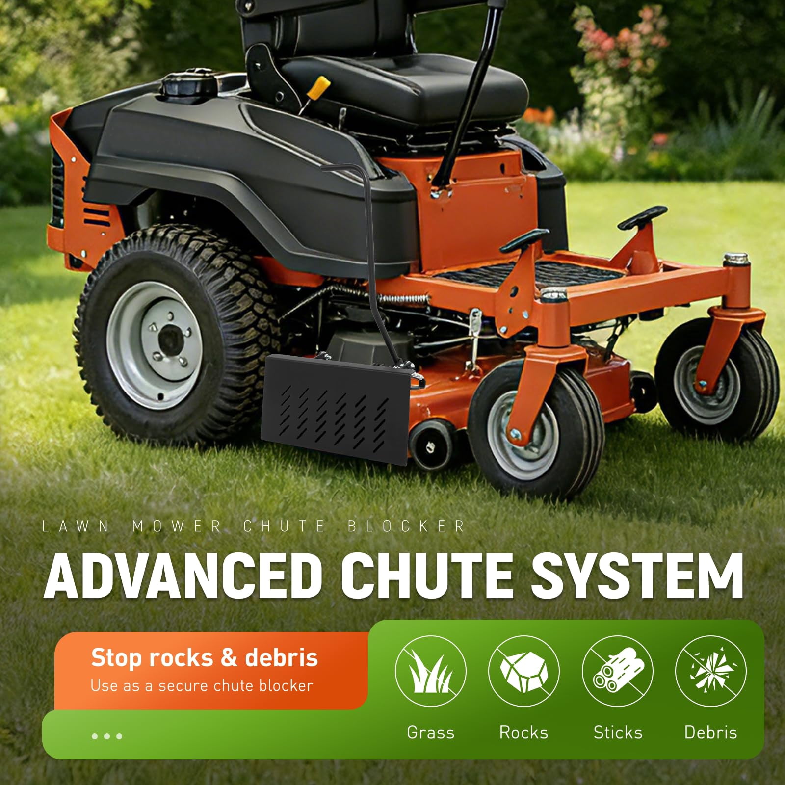 KOJEM Chute Blocker Compatible with Most Zero-Turn Mowers Hustler, John Deere, Kubota, Ariens, Bobcat Black Steel Powder Coated