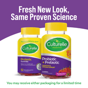 Culturelle Probiotics Digestive and Immune Support Daily Gummies Supplement, Prebiotic + Probiotics for Adults, Mixed Berry Flavor, 52 Count
