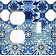 thumbnail image 4 of Metal Light Switch Plate Cover Elegant Blue Teal White Tile Pattern TIL016, 4 of 13