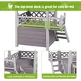 thumbnail image 5 of Aivituvin Cat House with Door for Feral Cats, Rainproof Outside Kitty House, 2 Story Wooden Kitten Condo with Stairs, 5 of 8