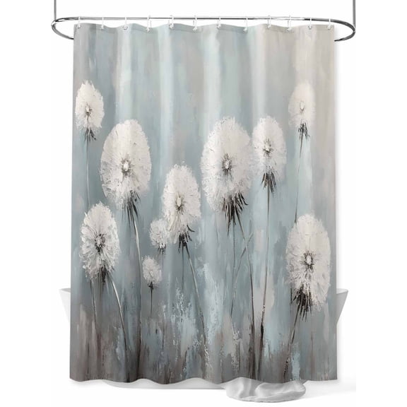 Shower Curtain Dandelion Oil Painting Shower Curtains for Bathroom, Waterproof Polyester Shower Curtain Set with Hooks, Extra Long 72" x 84" Ombre Blue Vintage