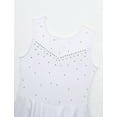 thumbnail image 5 of Fldy Kids Girls Rhinestone Mesh Splice Ballet Leotard Skirt Lyrical Dance Ice Skating Dress White 6, 5 of 7