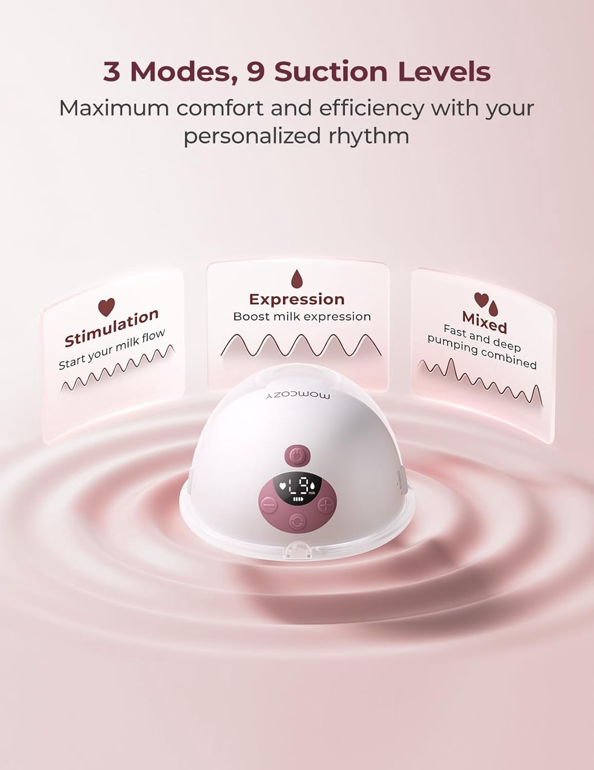 Momcozy M5 Smart App Control Hands Free Breast Pump, Double Wearable Breast Pump of Baby Mouth Double-Sealed Flange with 3 Modes & 9 Levels, Electric Pump Portable