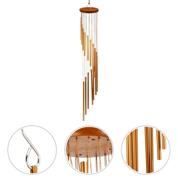 Worgeous  Metal Aluminum Tube Wind Chimes Small Christmas Decor Music Golden