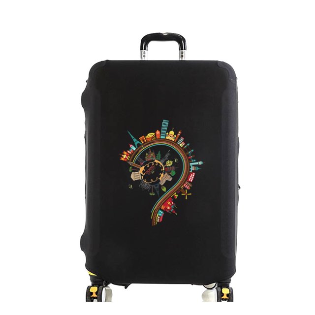 Luggage Cover Suitcase Protector Interesting Pattern Thicker Elastic Dust Covered for 18-32 Inch Trolley Case Travel Accessories black XL