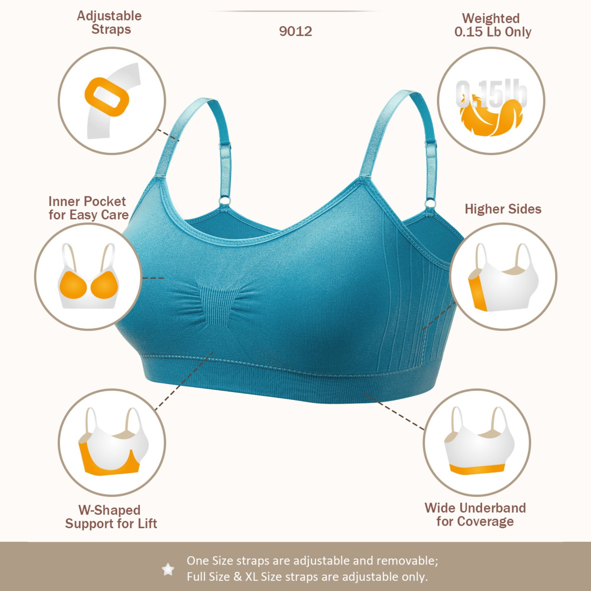 Coobie Seamless Bras for Women No Underwire Scoopneck Cami Bra 9012,Island Blue,Full Size
