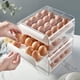 thumbnail image 2 of Cajón para guardar huevos de 32 rejillas para refrigerador, rejilla transparente de doble capa para guardar huevos, caja para huevos de cocina que ahorra espacio, soporte para bandeja para huevos, 2 of 4