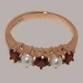 thumbnail image 5 of LBG British Made 10k Rose Gold Real Garnet & Cultured Pearl Womens Eternity Ring - 33 size options - Size 8.25, 5 of 7