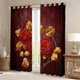 thumbnail image 2 of Homewish Rose Flower Floral Black Out Curtains, Gold Leaf Plant Curtains Pack of 2 (42x63 Each), Romantic Valentines Day Bedroom Curtains, Black Out Curtains Decor, 2 of 6