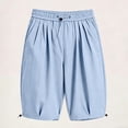 thumbnail image 4 of Yievot Bermuda Shorts for Women 9 Inch Inseam Drawstring Elastic Waist Cuffed Hem Loose Fit Casual Summer Lounge Shorts, 4 of 6