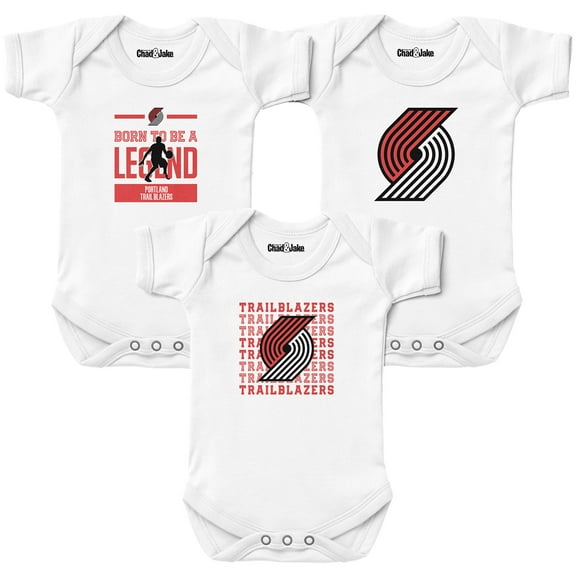 Newborn & Infant Chad & Jake White Portland Trail Blazers 3-Pack Bodysuit Set