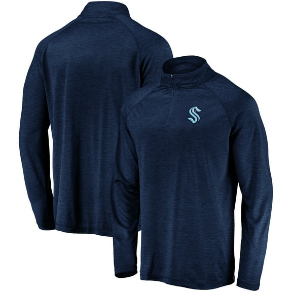 Men's Navy Seattle Kraken Primary Logo Quarter-Zip Pullover Fleece Jacket