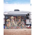 thumbnail image 5 of 4th of July RV Awning Sun Shade Screen 9'X15.3' Patriotic Dog Cat Mesh Sunscreen Red White and Blue Star Fireworks Awning Shade Screen with Zipper UV Blocker Completed Kits for RV Motorhome Camper, 5 of 7