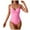 Pink, variant on Huesdet Women's Tummy Control Swimsuits Mesh Sexy One Piece Bathing Suits V Neck Swimwear[Black,L]