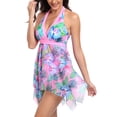 thumbnail image 6 of EHQJNJ Swim Skirt with Shorts Floral Graphic Printed V Neck Swim Tankini Flowy Tank Jumpsuit Dress Swimming Romper Dresses Tankini with Shorts Swimsuits for Women Swimsuit for Women 2024 2 Piece, 6 of 8