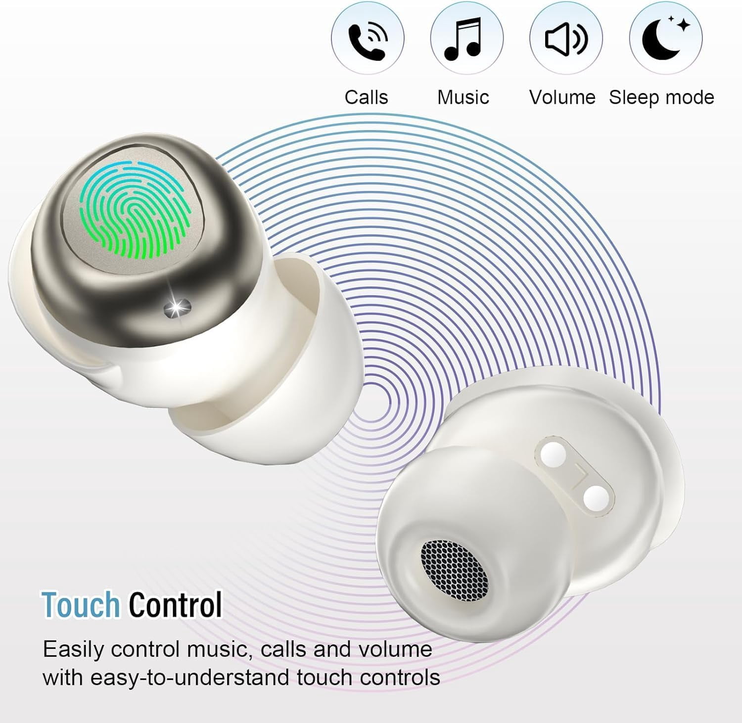 Sleep Earbuds, Noise Cancelling Wireless Ear buds for Side Sleepers, Bluetooth 5.4 in Ear Light-Weight Mini Headphones, 47H Playtime Clear Calls Earphones for Sleeping, Exercising, Working, Hiking