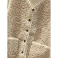 thumbnail image 5 of LMLYSoH Women Fashion Polar Fleece Vest Solid Color V-Neck Sleeveless Button-Down Waistcoat Jackets Autumn Winter Casual Outerwear, 5 of 8