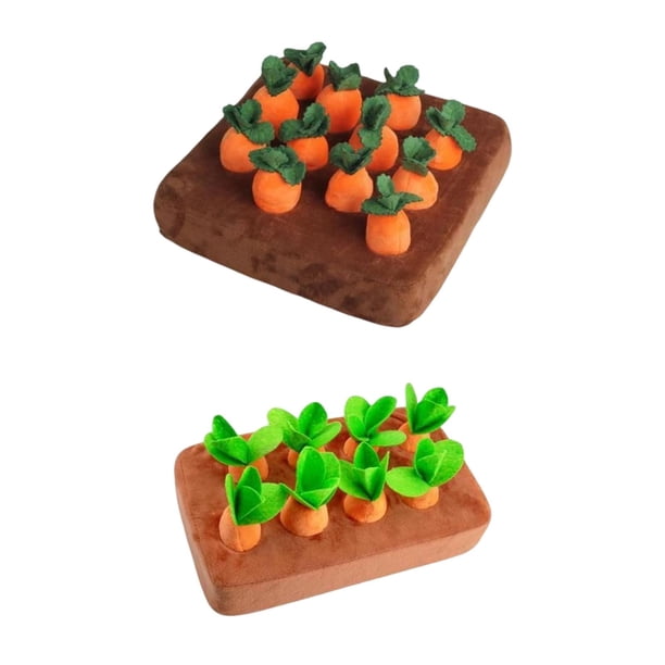 Juego de 2 juguetes de peluche de zanahoria para perros, juguetes de enriquecimiento para perros, verduras y frutas 8 zanahorias