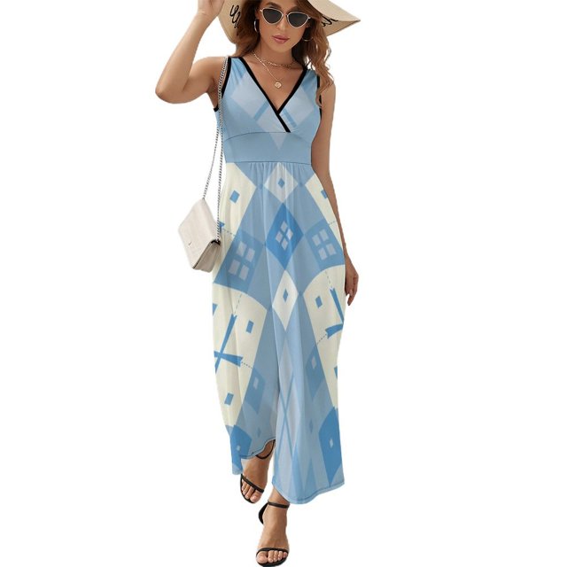 Diamond Grid Vestido Sin Mangas Para Mujer, Traje De, Ropa De Cumpleaños, Verano