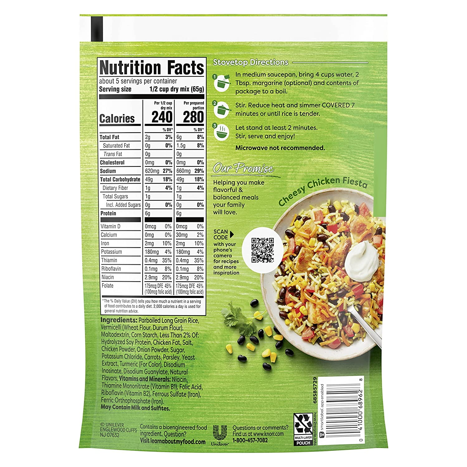 Knorr Rice Sides For a Delicious Easy Meal Chicken Long Grain Rice & Vermicelli Pasta Blend No Artificial Flavors 11.4 oz, 4 Count