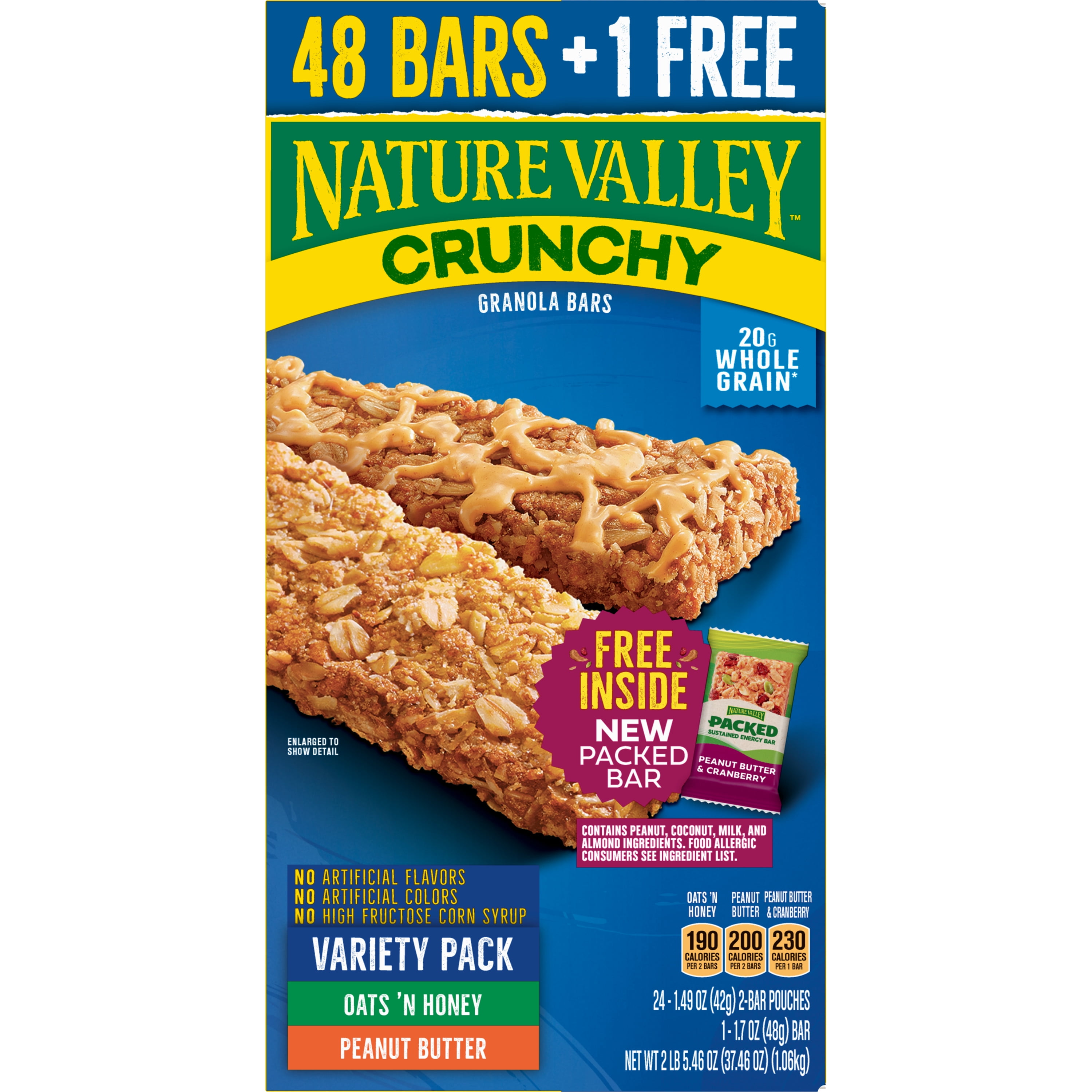 Nature Valley Crunchy Granola Bar, Variety Pack, 48 Bars + Free Packed Bar
