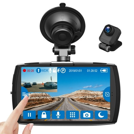 Z-EDGE Dual Dash Cam 4.0" Touch Screen Front and Rear Dash Cam FHD 1080P with Night Mode Black